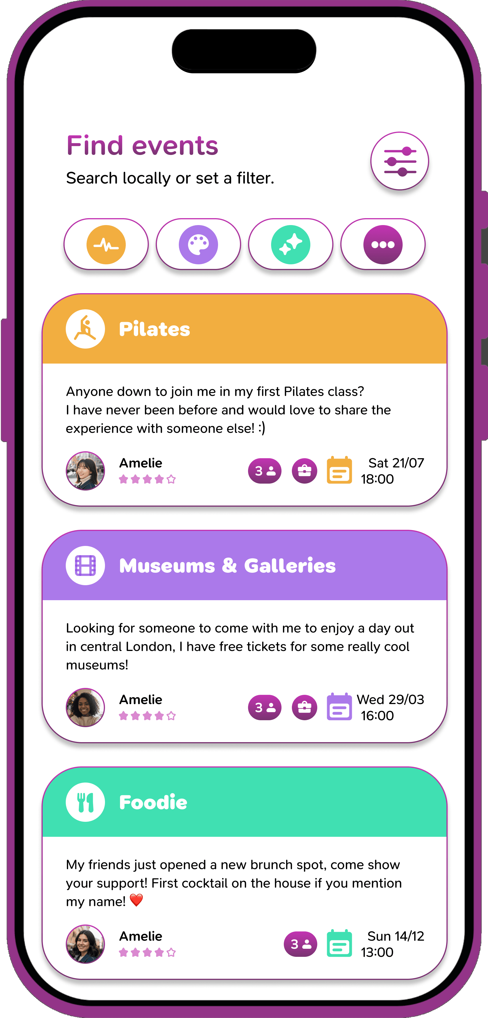 WalkHer Events screen