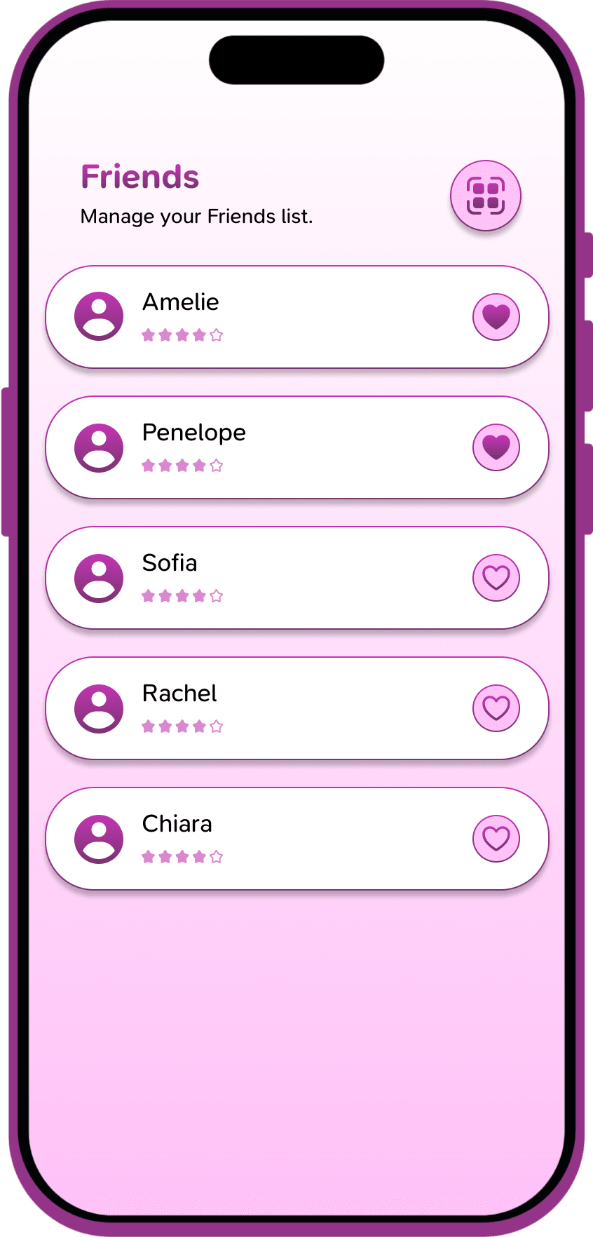WalkHer Friends screen