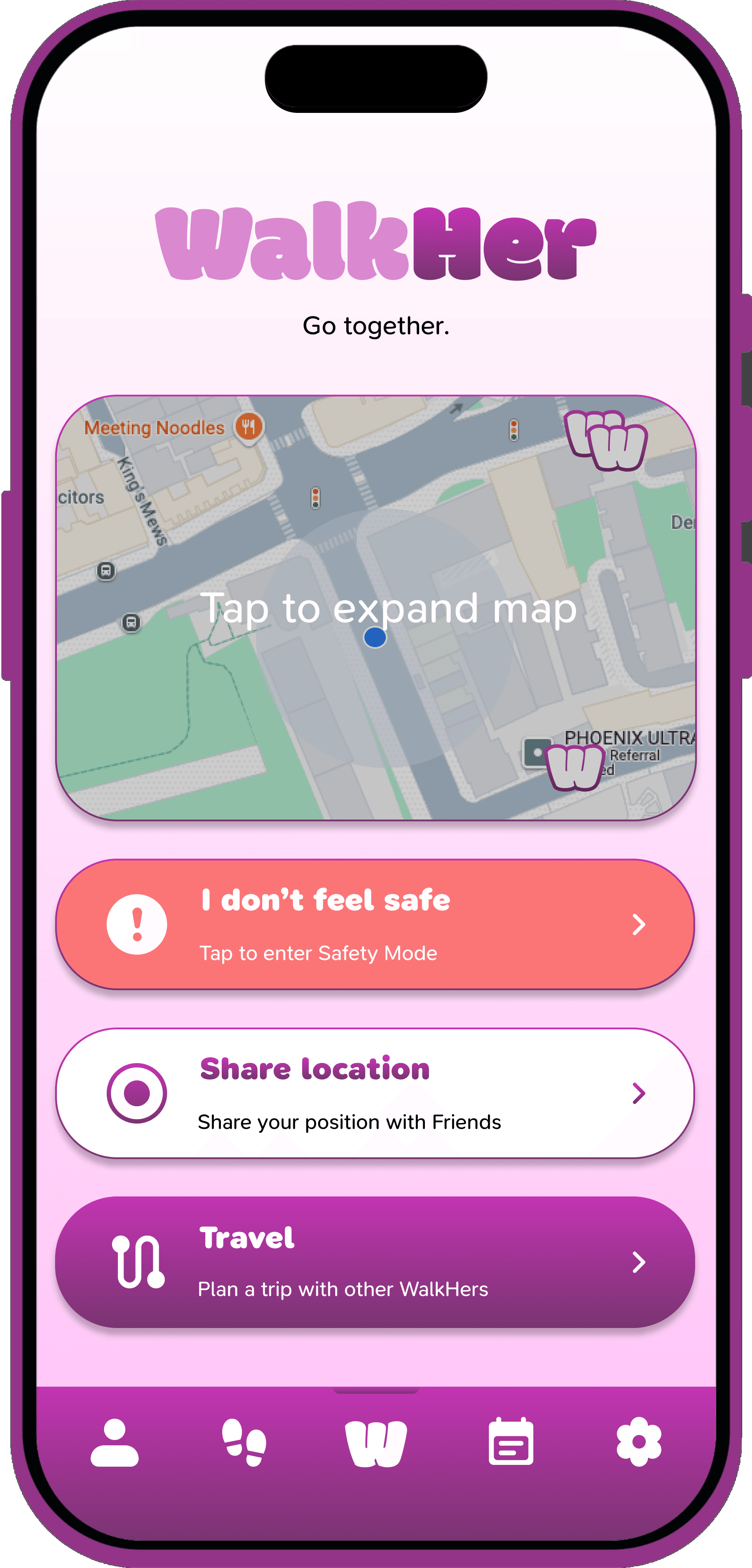 WalkHer home screen